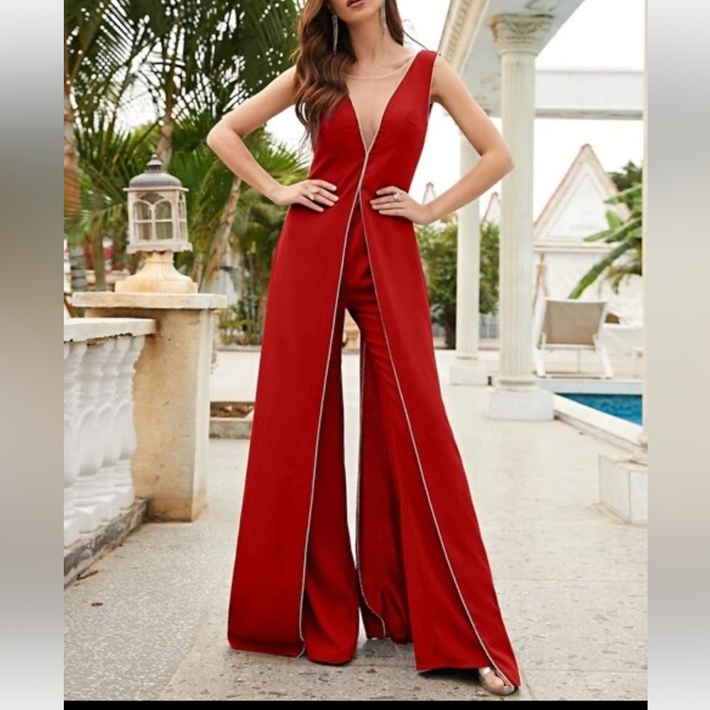 Jumpsuit With Rhinestone Trim